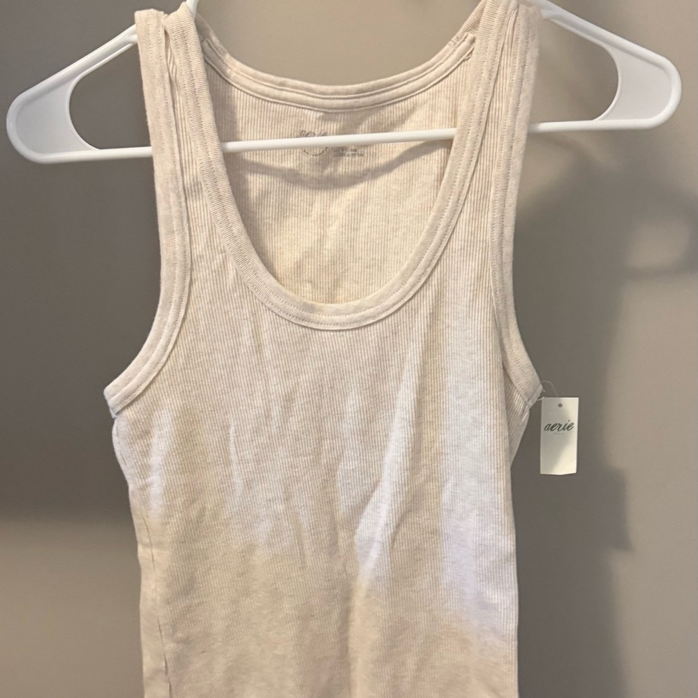 Aerie Cream Fitted Tank Top